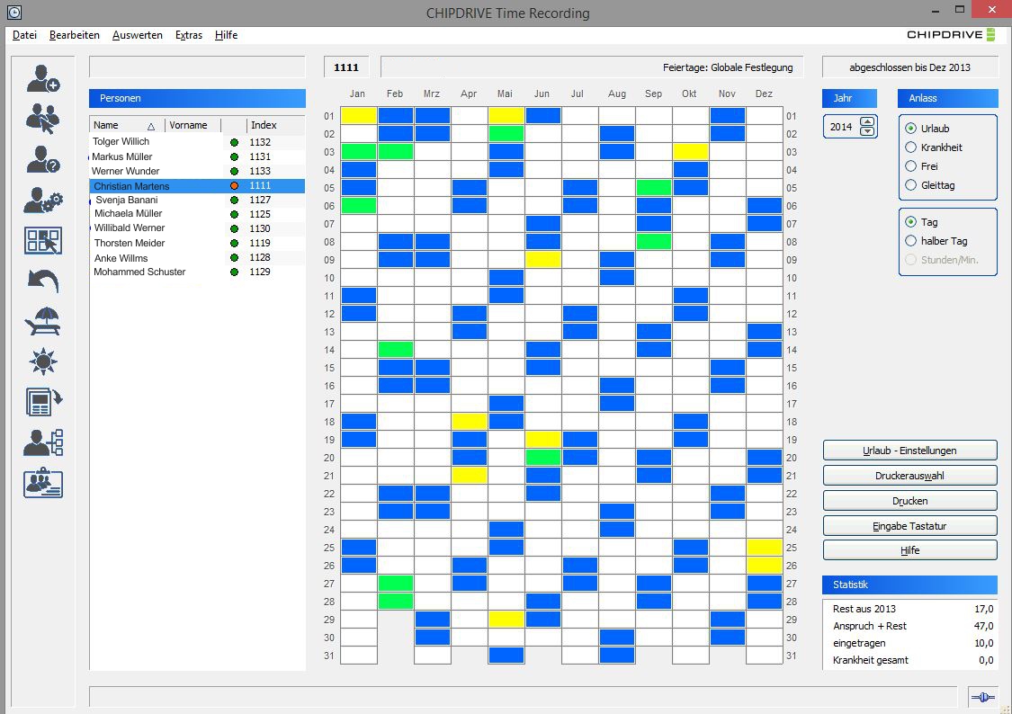 Urlaubsplanung mit Tobit David Gruppen Kalender und der SCM Chipdrive Zeiterfassung