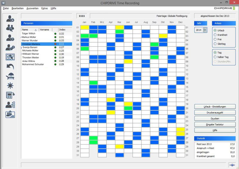 Urlaubsplanung mit Tobit David Gruppen Kalender und der SCM Chipdrive Zeiterfassung