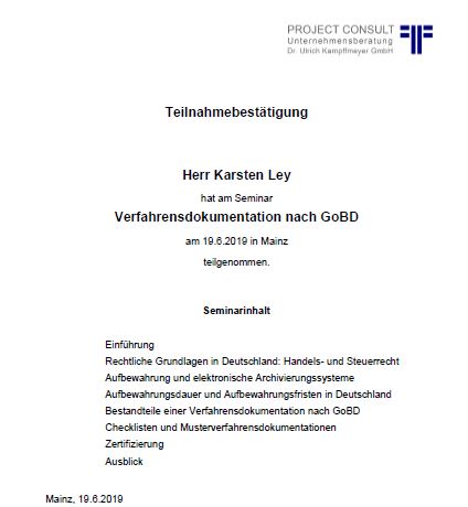 Verfahrensdokumentation  nach GoBD für ecoDMS
