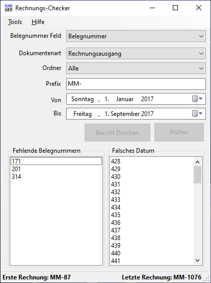 Rechnungs-Überprüfung Vollständigkeit der Rechnungen in ecoDMS