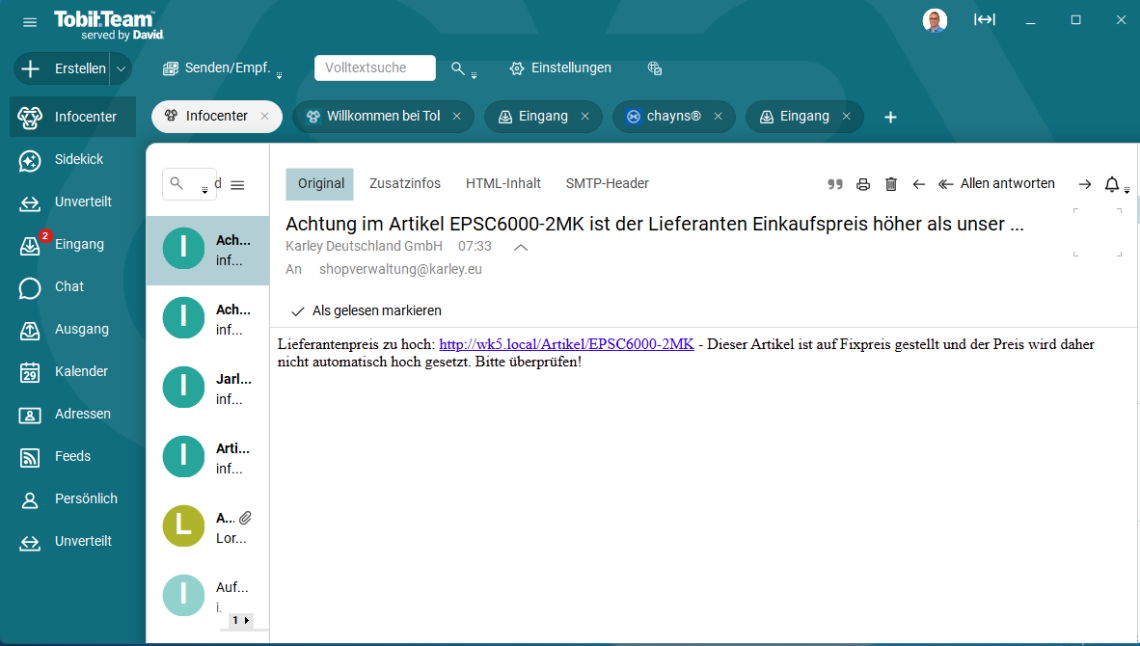 Wichtig: Tobit Team wird Standard Client