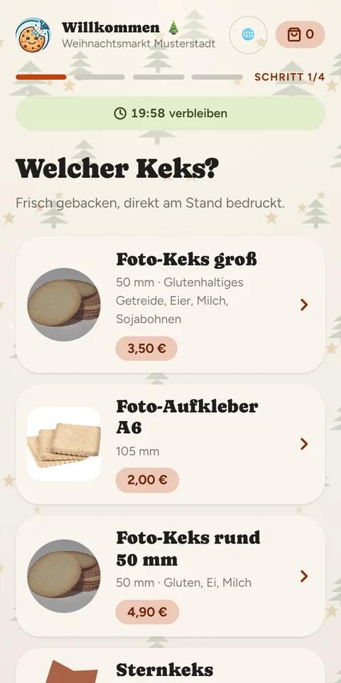 canprintweb-Kiosk: Auswahl der Fotokekse