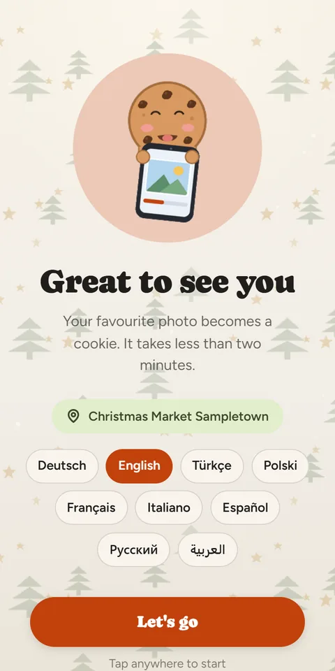 canprintweb kiosk: welcome page with a choice of nine languages