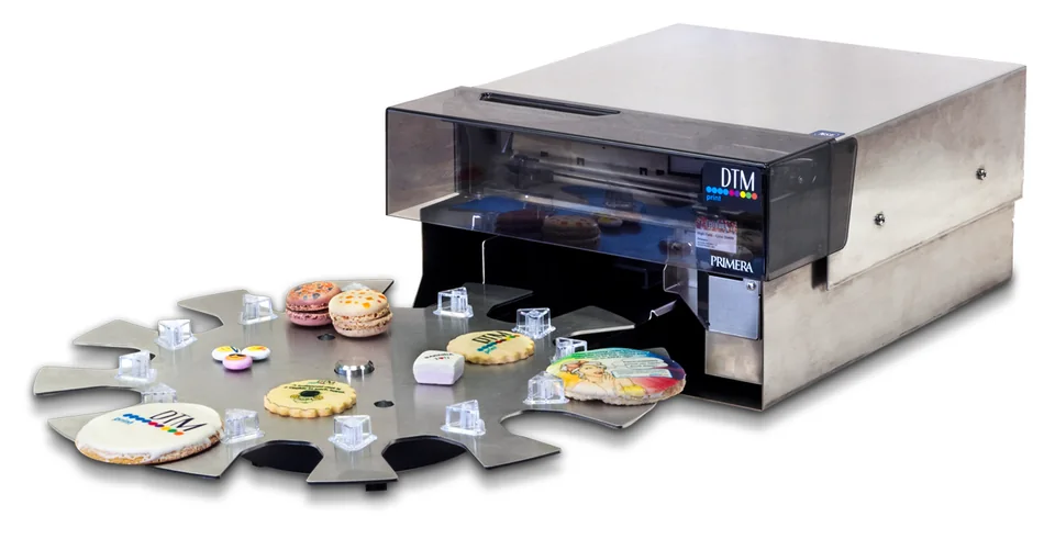 Primera Eddie Lebensmitteldrucker mit Karussell voller bedruckter Kekse und Macarons